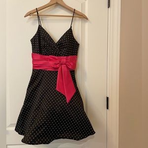 Roberta Polka dot dress with pink bow